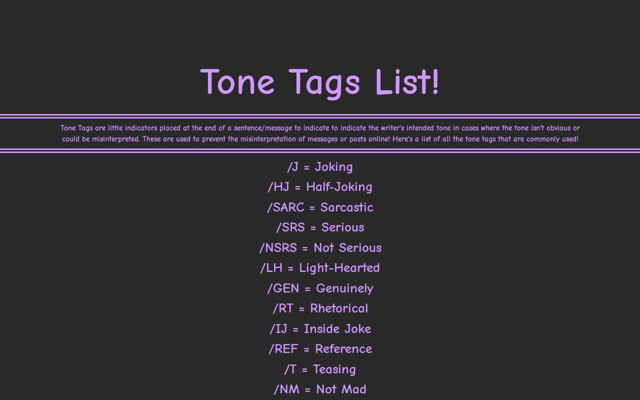 Tone Tags List by Erra!
